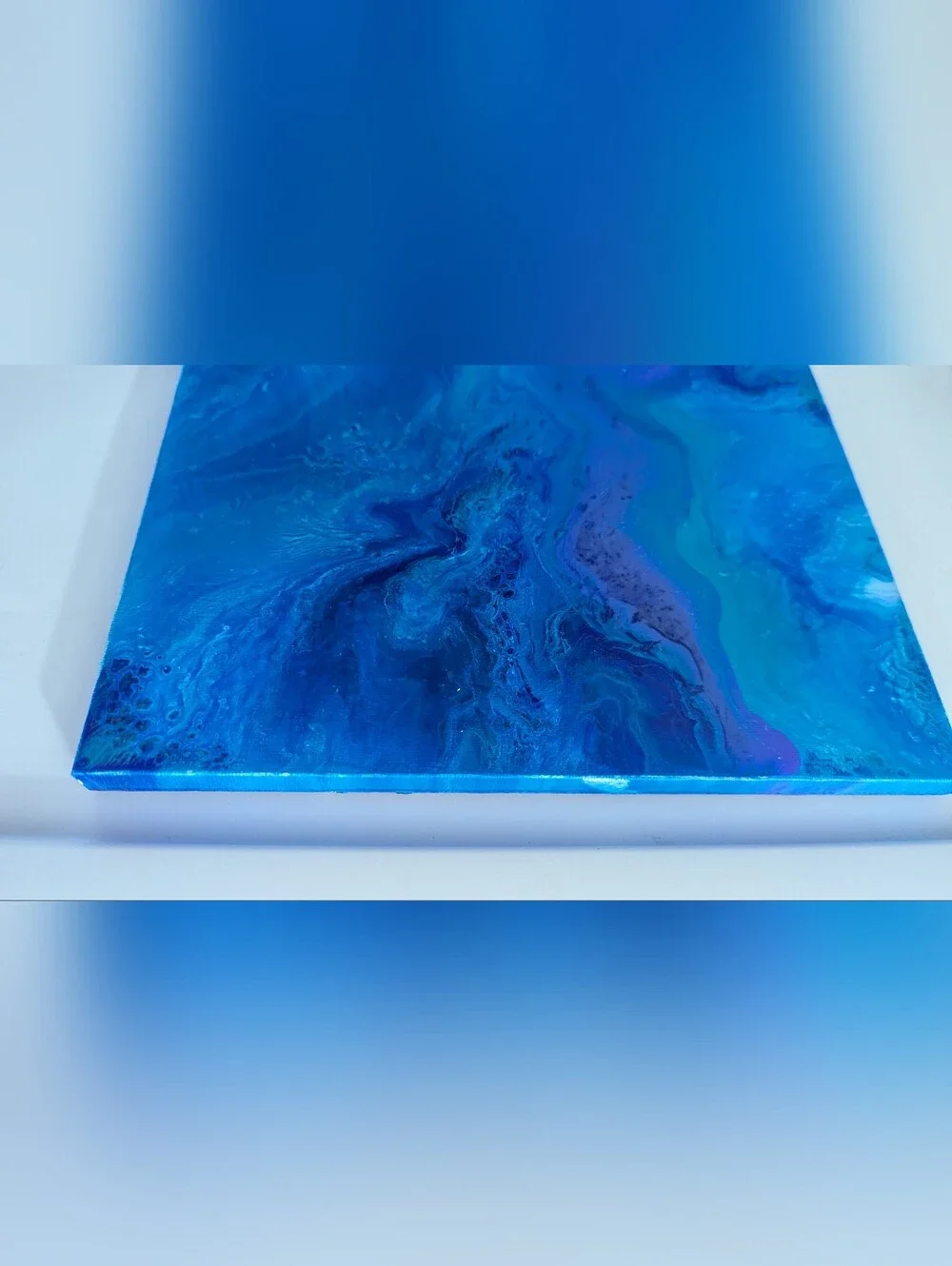 Abstract Fluid Pour Painting Blue Acrylic 8